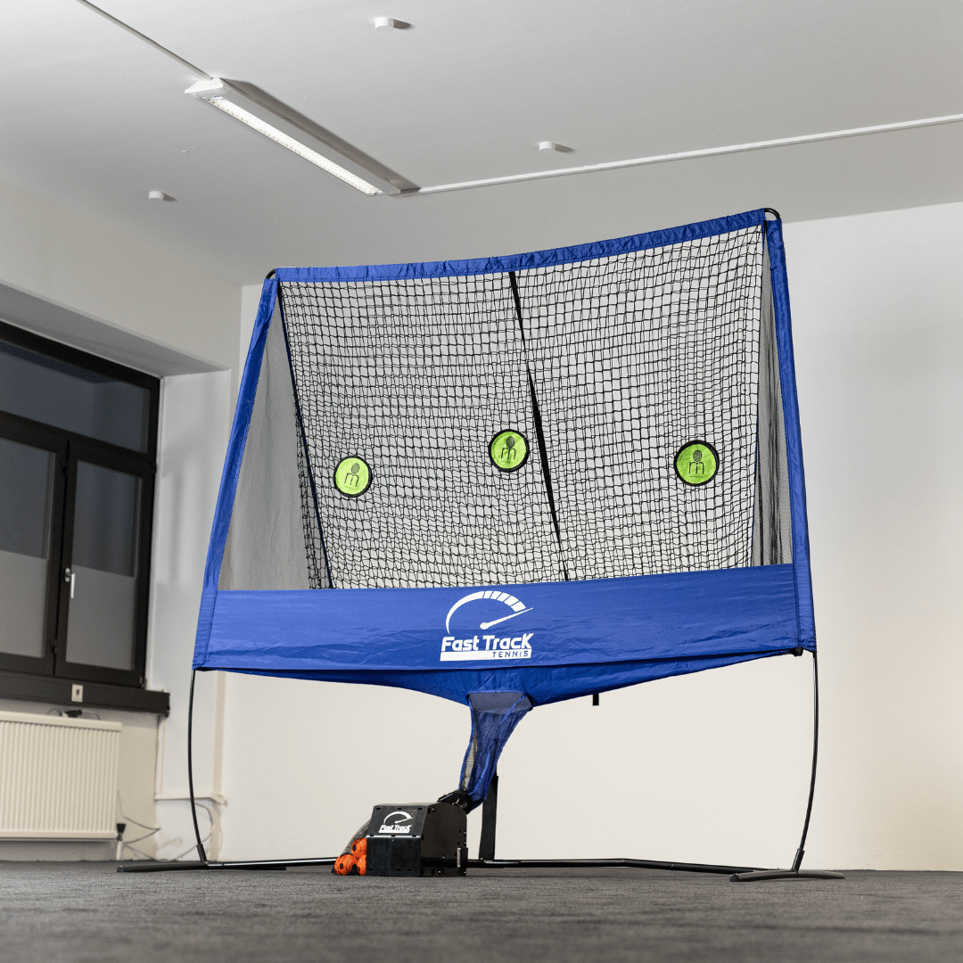 Fast Track Tennis rebounder net with ball machine