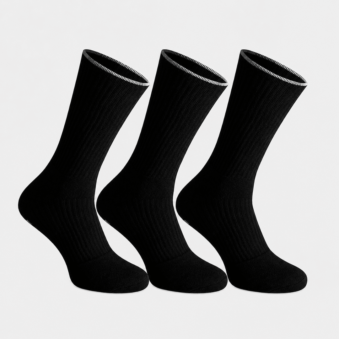 RS Cushioned Performance Socks 3-pack sportstrumpor svarta med vit rand