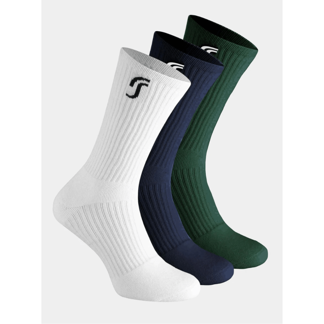 RS Cushioned Performance Socks 3-pack white/navy/court green