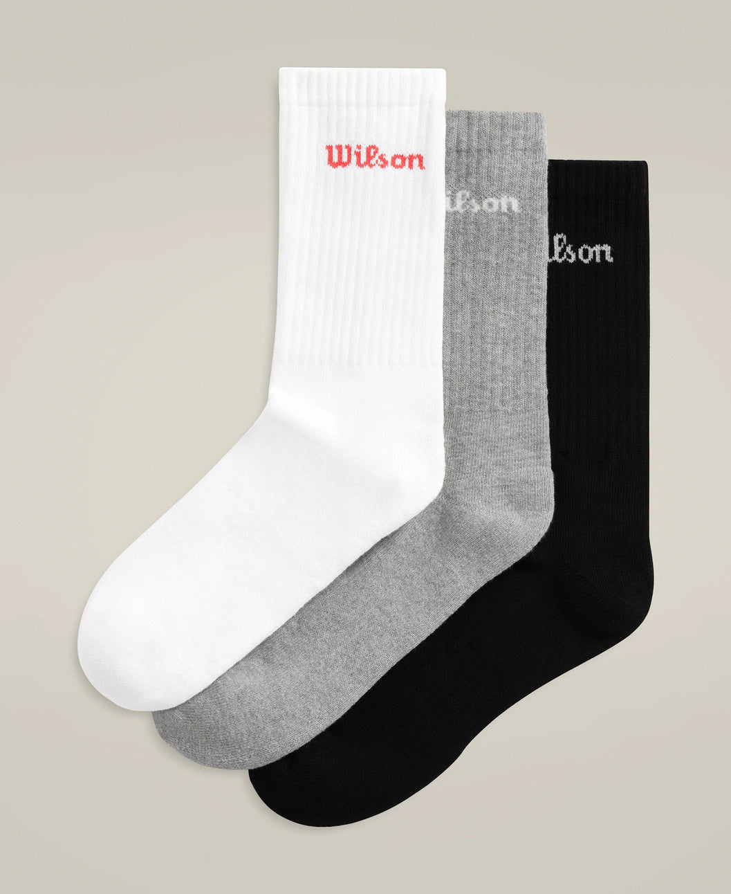Wilson U Crew Logo Sock 3-pack White/Black/Grey sportstrumpor
