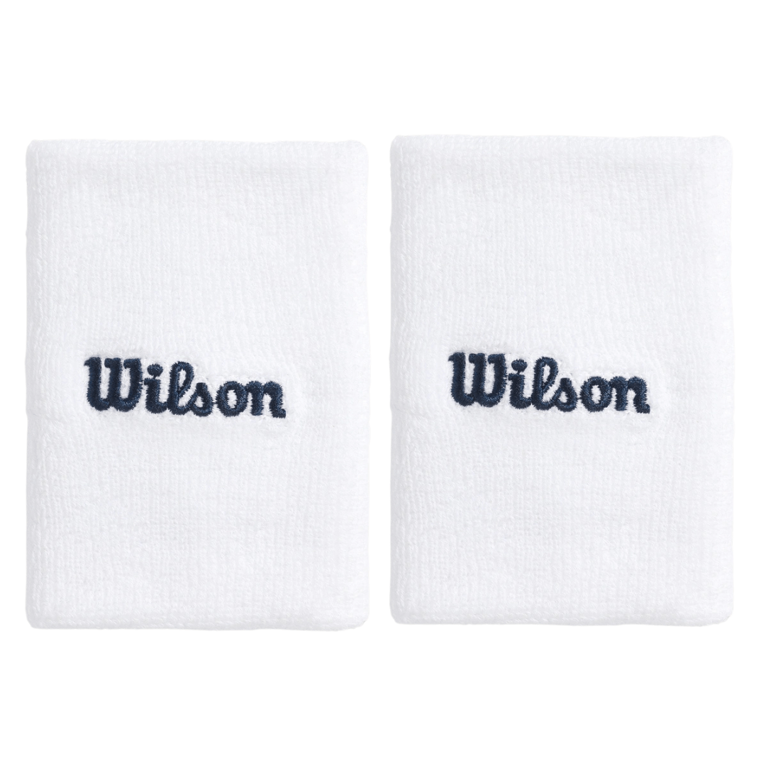 Wilson Wide Terry Wristband Bright White 2-pack svedbånd til tennis og padel