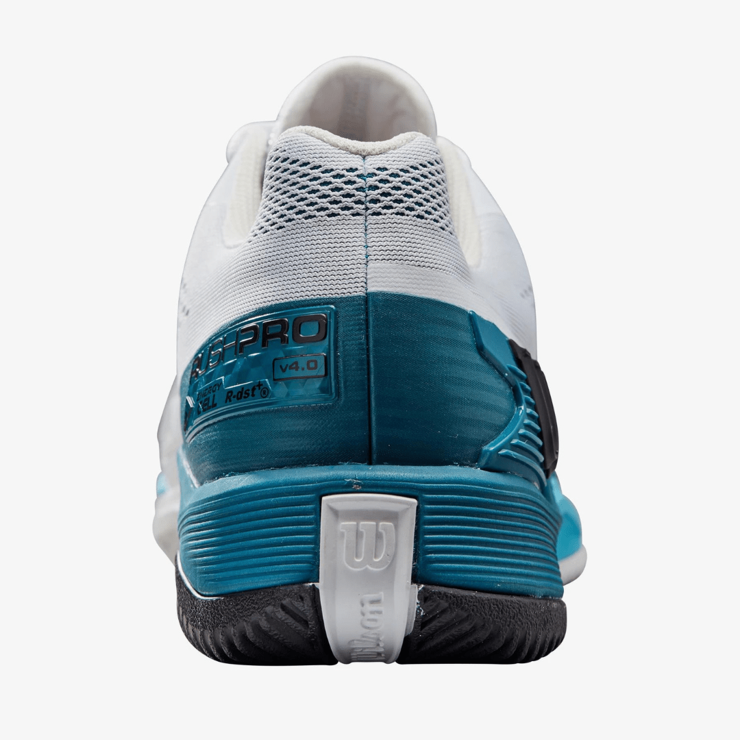 Wilson Rush Pro 4.0 all court tennis shoes men white/coral blue/atoll blue