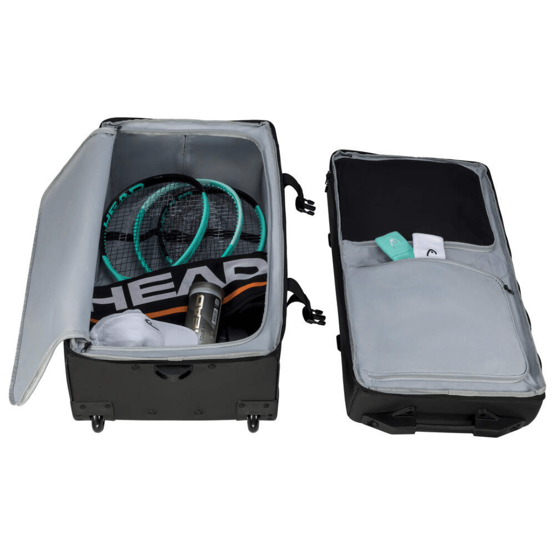 Head Tour Travel Bag 110L BK black rolling luggage for tennis players