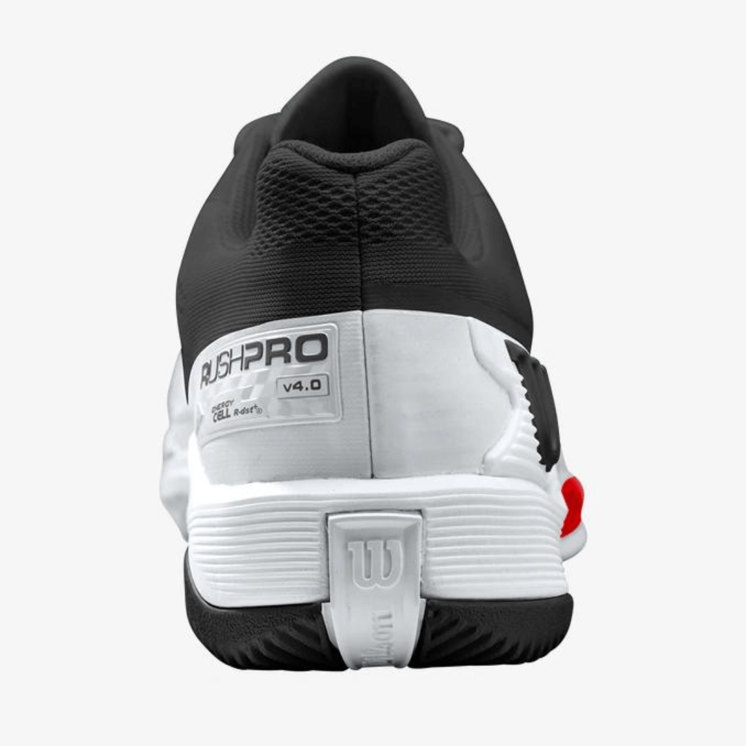 Wilson Rush Pro 4.0 all court tennis shoes men's black/white/poppy red