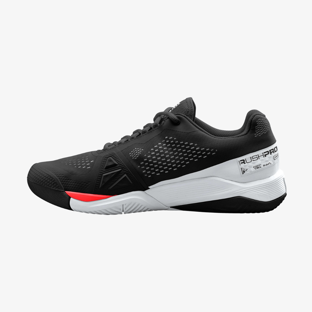 Wilson Rush Pro 4.0 all court tennis shoes men's black/white/poppy red